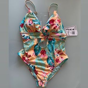 One piece floral swim suit